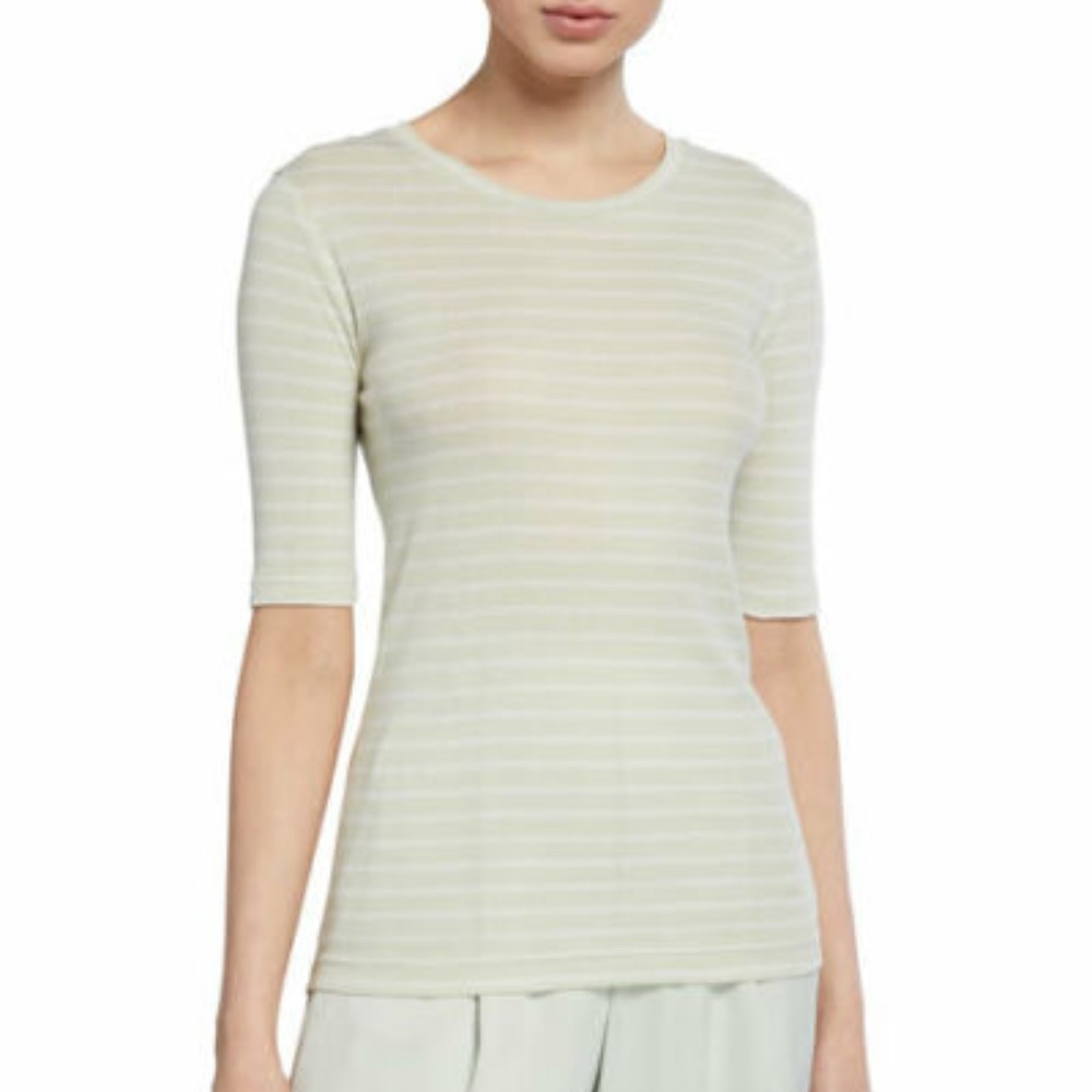 VINCE Sz L, XL Pima Cotton 100% Double Stripe Crewneck Top